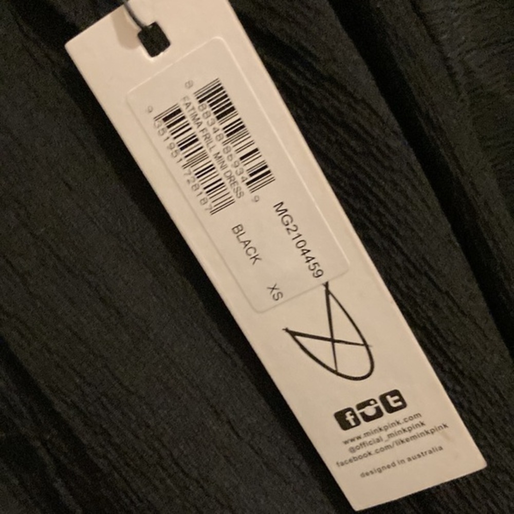 NWT MINKPINK X Revolve Fatima Frill Mini Dress Black Size XS - Picture 3 of 11